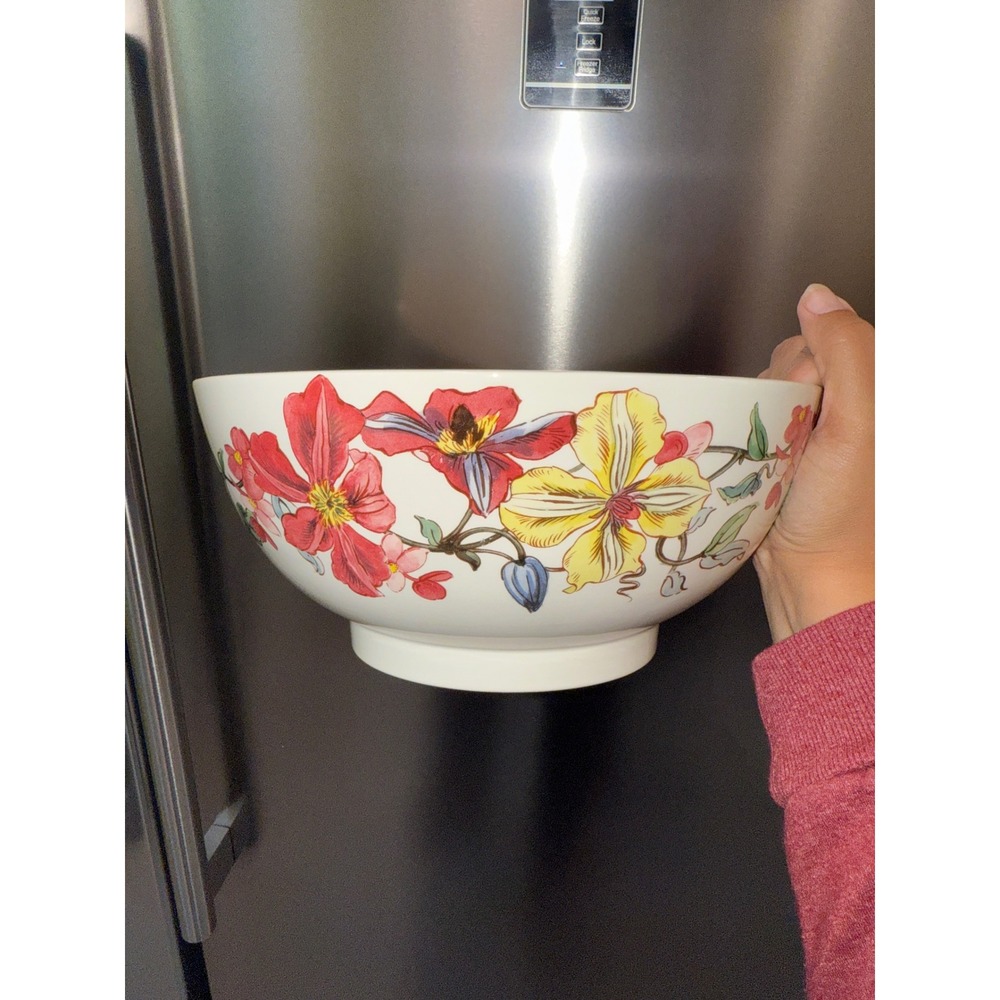 Gien France Clematites Floral Serving Bowl Colorful‎ Flowers Decor